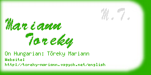 mariann toreky business card